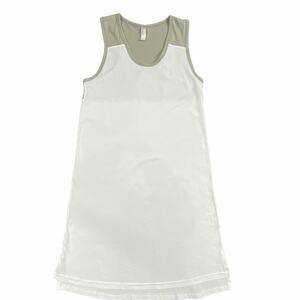 LAT Ladies Racerback Tank Dress Taupe White Size Small